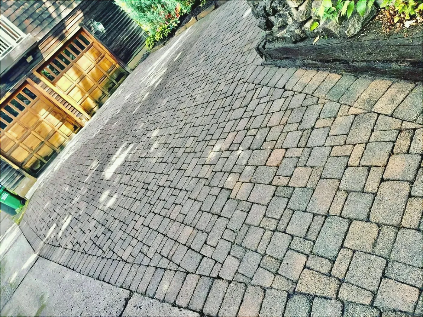 Close-up of finished paver hardscape
